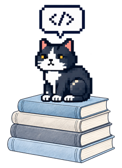 Пиксельный кот на книгах